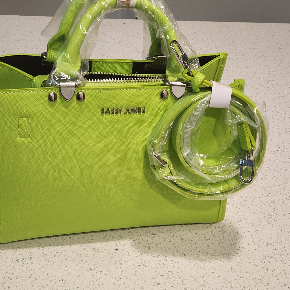 Sassy Jones Green Satchel with Glossy Finish